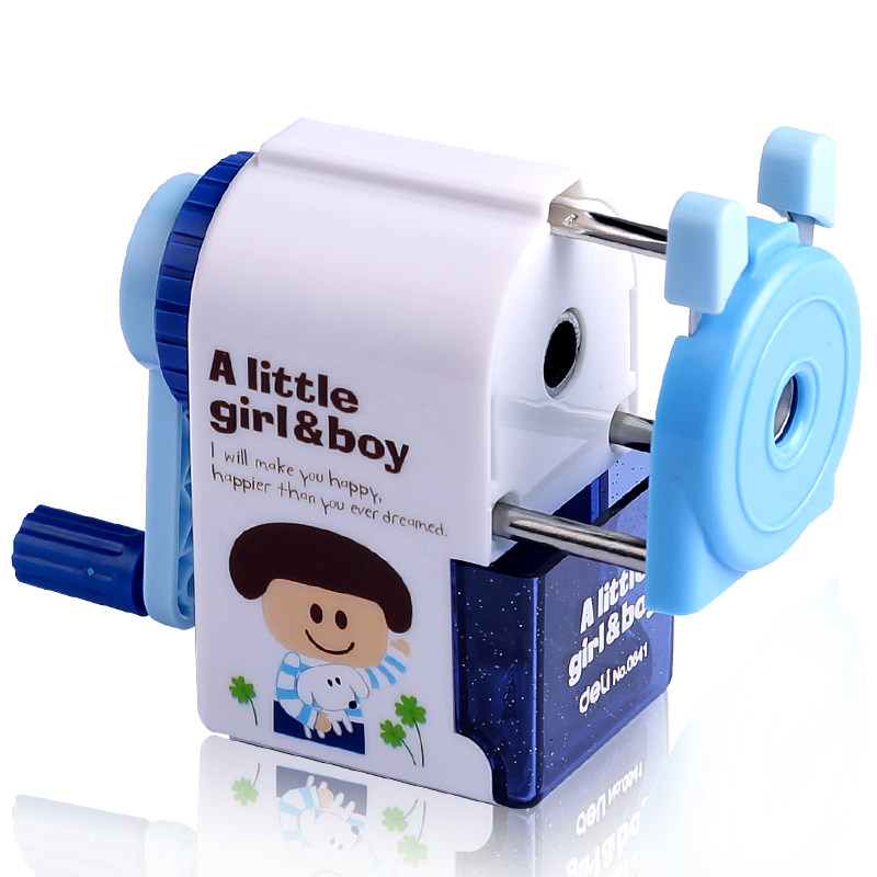 得力铅笔刀削笔器手摇卷笔刀手摇削笔机转笔刀 儿童卡通文具包邮