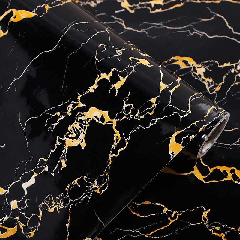 黑金金花大理石贴纸防水加厚灶台油石桌面背景墙墙贴
