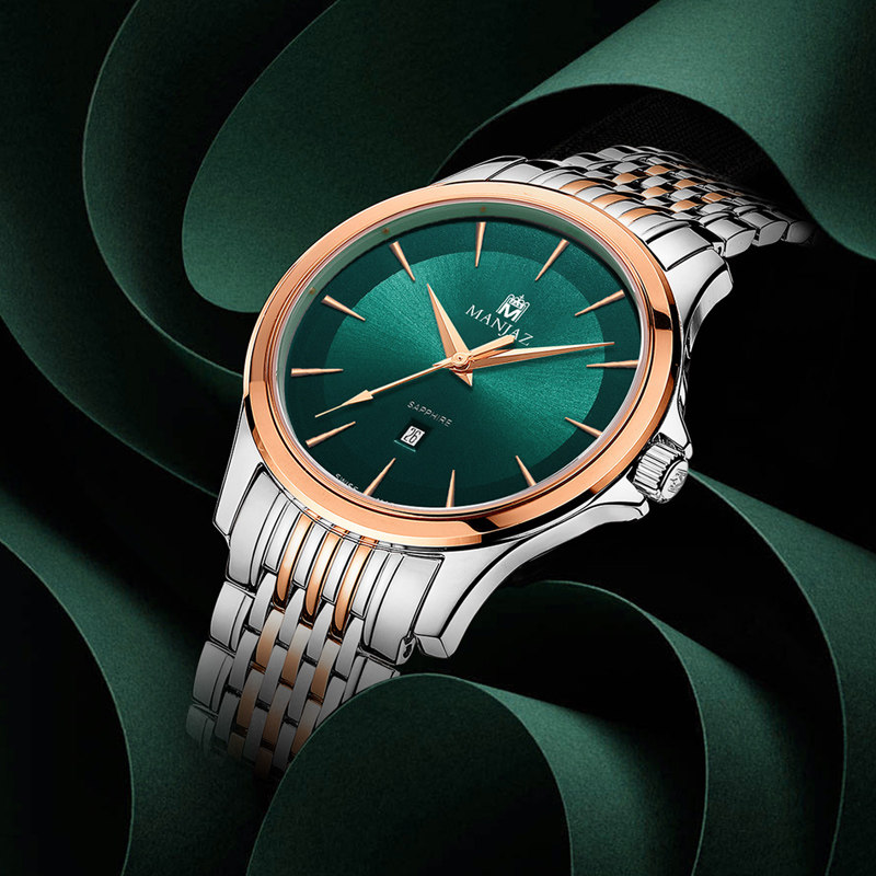 名爵手表manjaz瑞士名表商务时尚镀金石英复古瑞士腕表