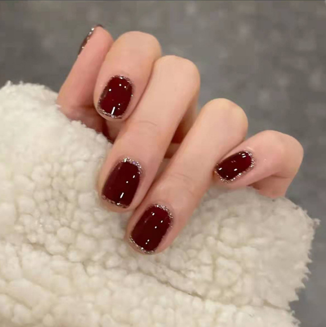 指甲新年短款贴片美甲成品可拆卸穿戴防水贴纸美甲工具