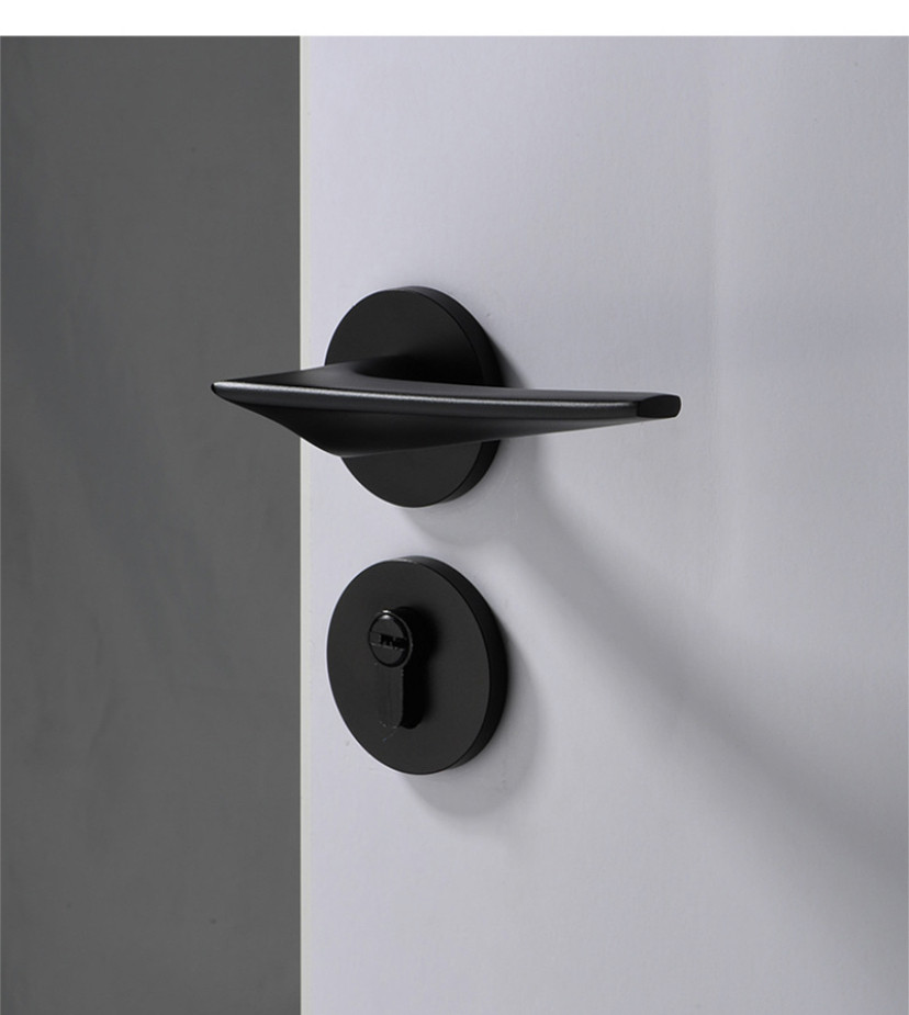 门锁tata尼克木门锁具极简轻奢静音磁吸黑色机械门锁