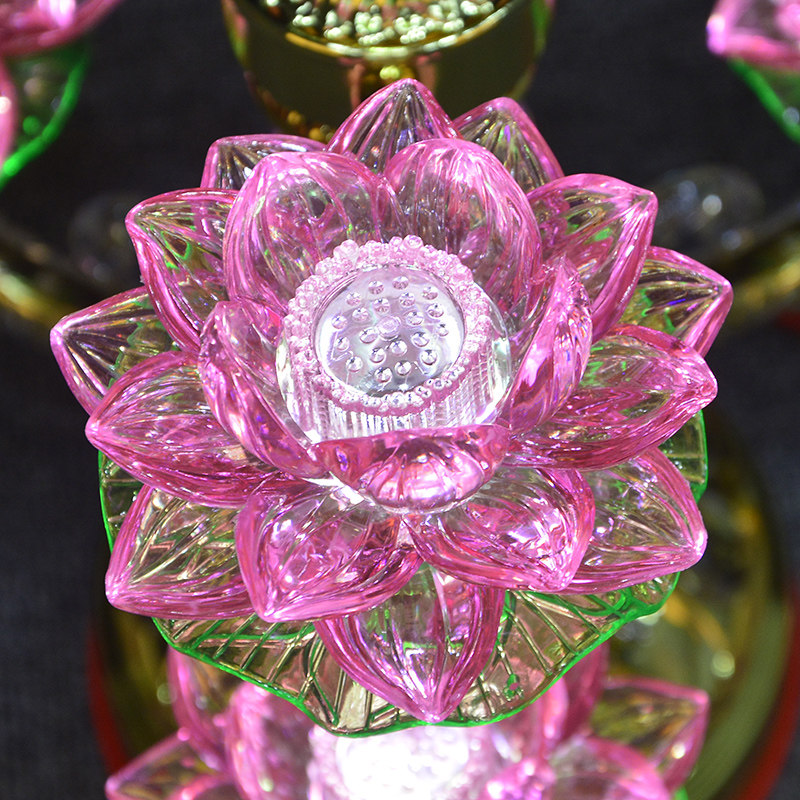 花灯佛前佛灯供灯七品led莲花转动九品七彩荷花灯