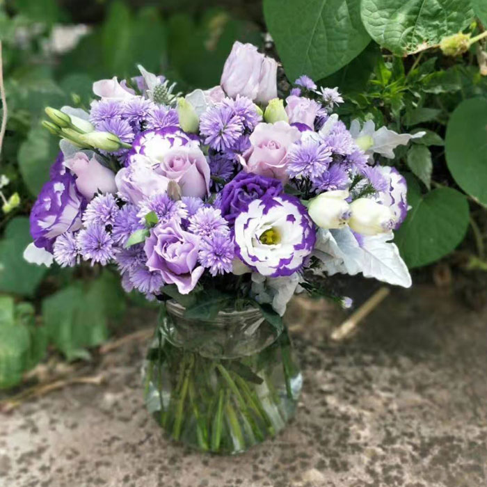 人鱼公主紫色梦幻花束紫玫瑰桔梗勿忘我鲜花家庭插花鲜花速递(同城)