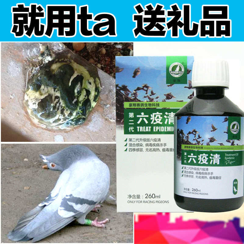 鸽药新城疫腺病毒沙门氏菌防治豪翔鸽子药六疫清赛信鸽用品水绿便