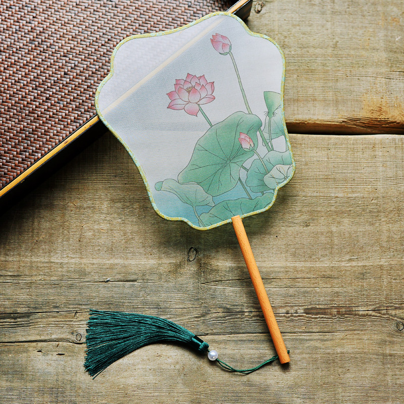 古风复古印花飞仙团扇中国国风宫扇汉服旗袍扇子