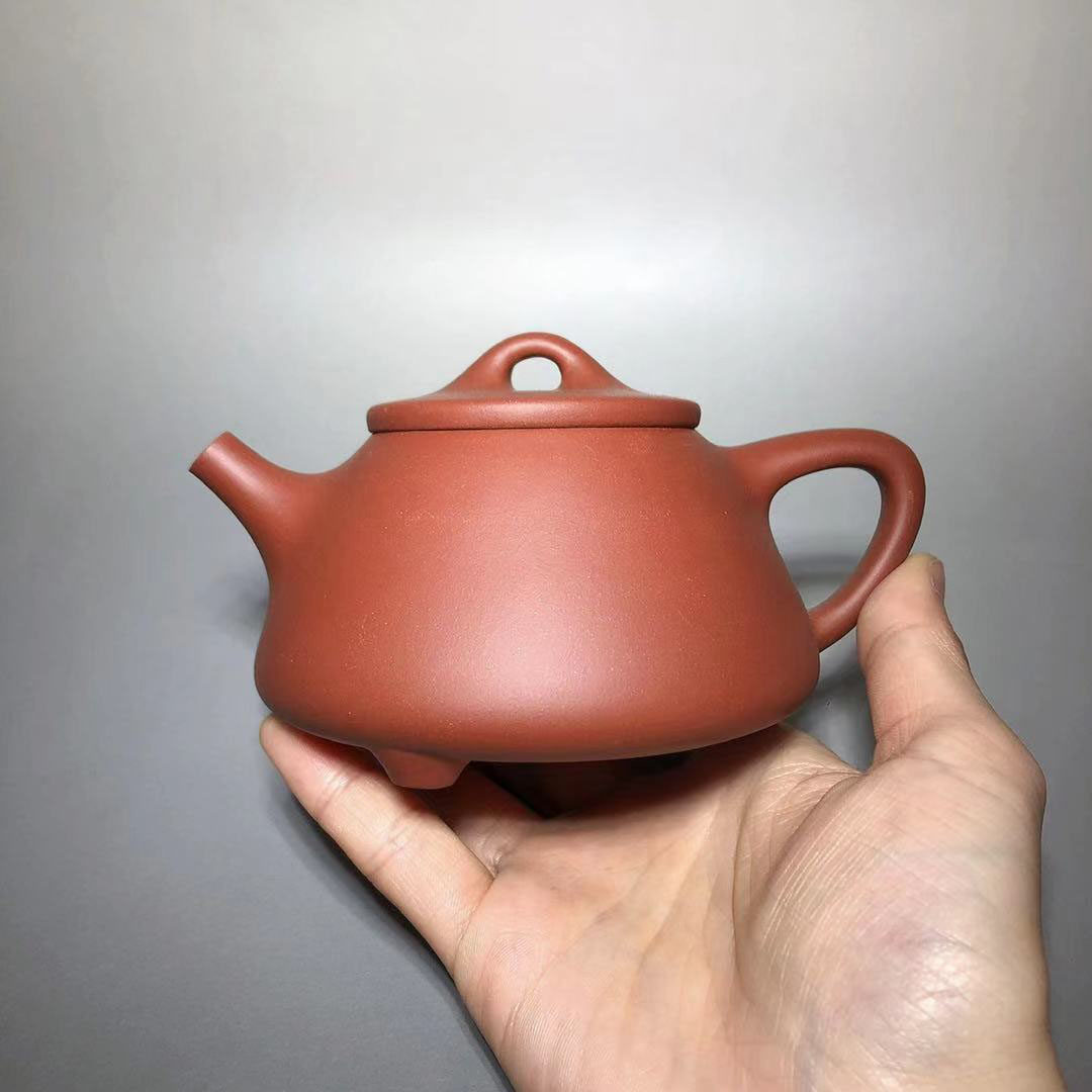 宜兴宜兴紫砂紫砂壶石瓢壶原矿红清水泥光素款中小小品茶壶