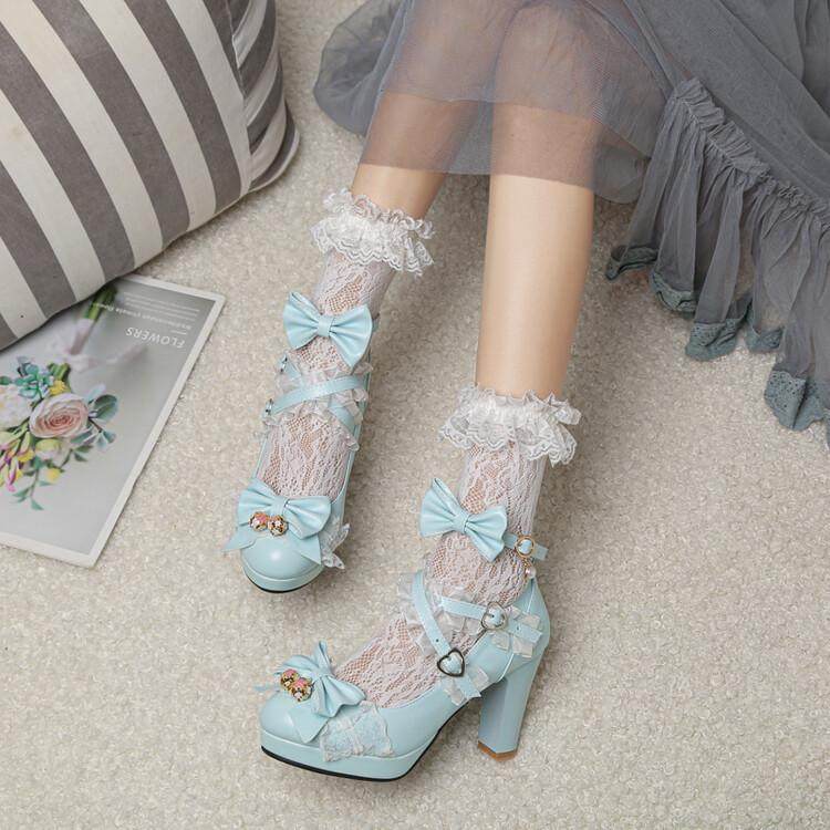 原创大码lo鞋白色高跟鞋女凉鞋女甜系洛丽塔鞋子中跟软妹lolita鞋