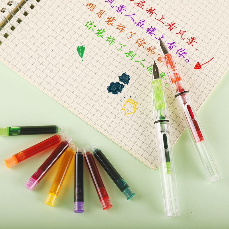 钢笔彩色墨囊墨水通用34mm口径可替换蓝橙紫红色钢笔