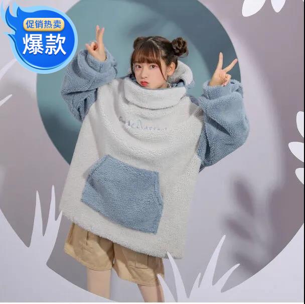 自闭鲨鱼男女女同款卫2021新款冬季连帽宽松卫衣