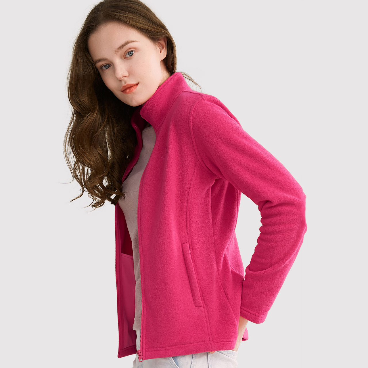 骆驼女装绒衣秋冬季摇粒绒保暖双面加绒上衣加厚抓绒衣