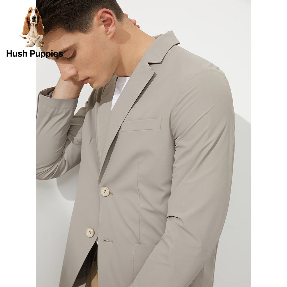 hushpuppies暇步士男装2022四面弹直筒休闲西装外套西服