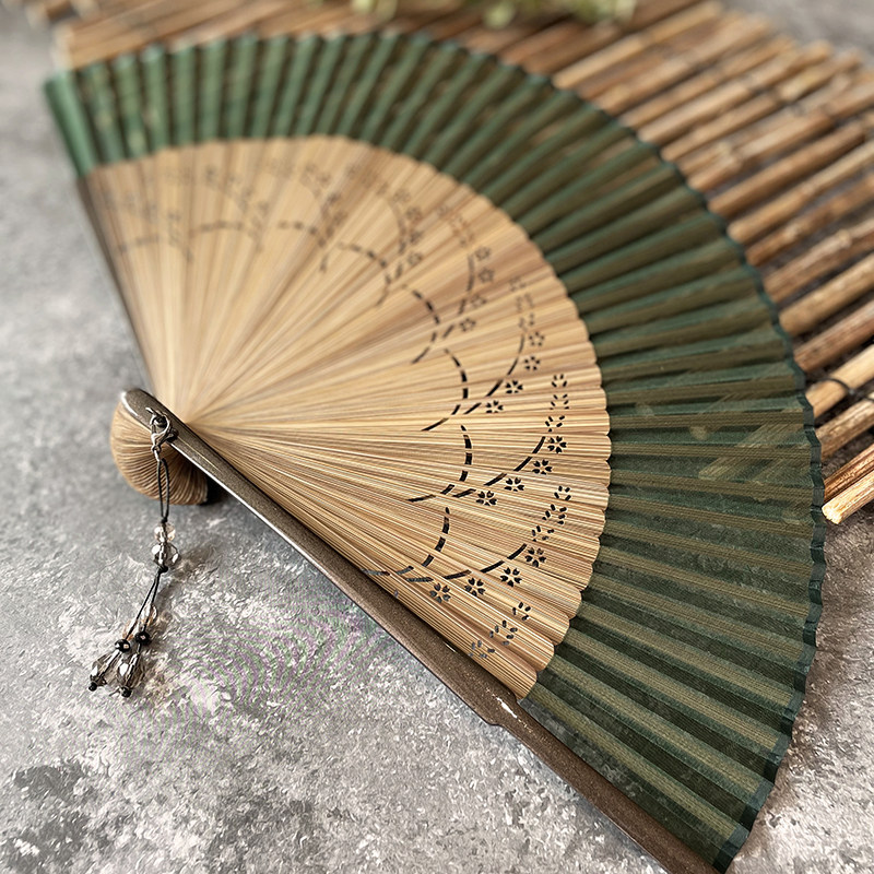芷墨纯色diy女扇6寸折扇汉服古风竹柄夏日扇子