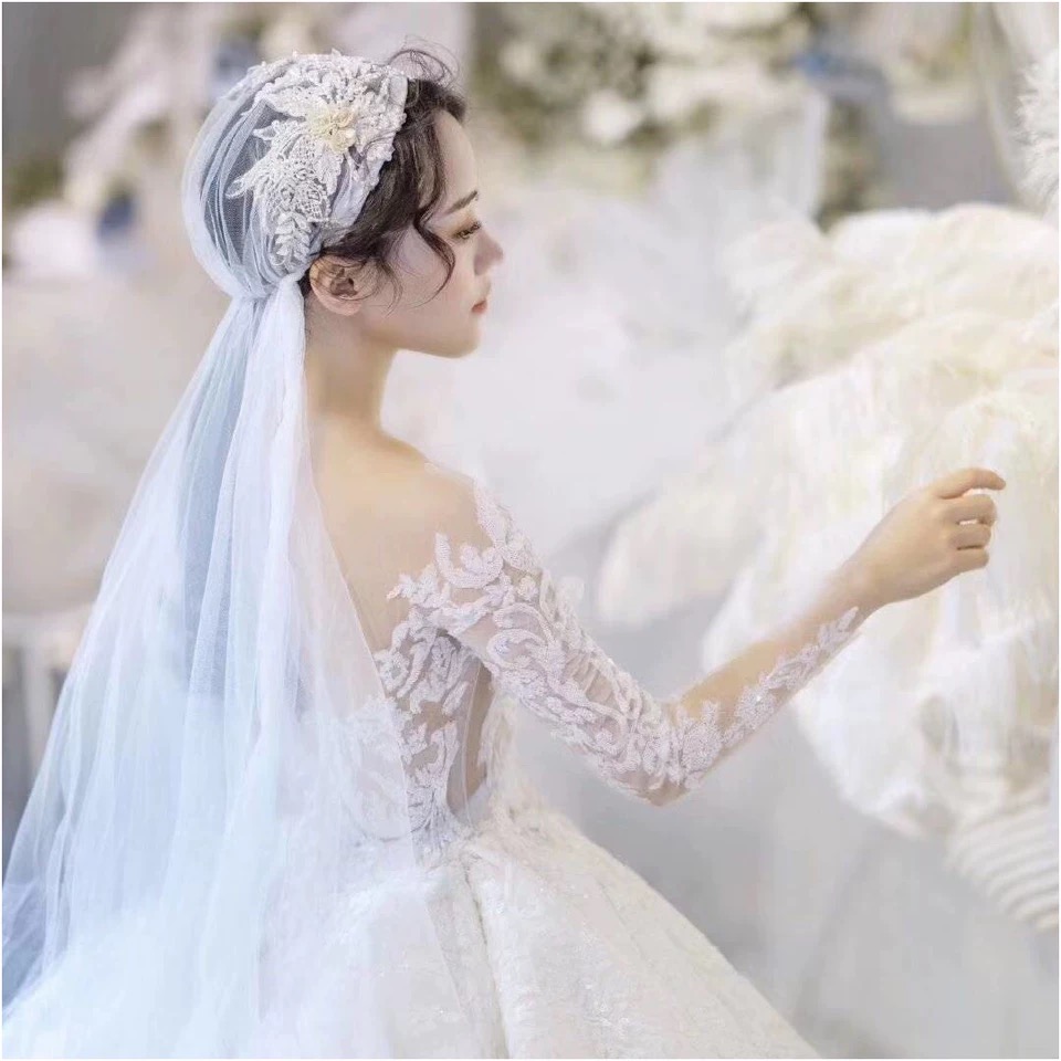 头纱新娘森系复古唯美发饰写真旅拍超仙网红头纱