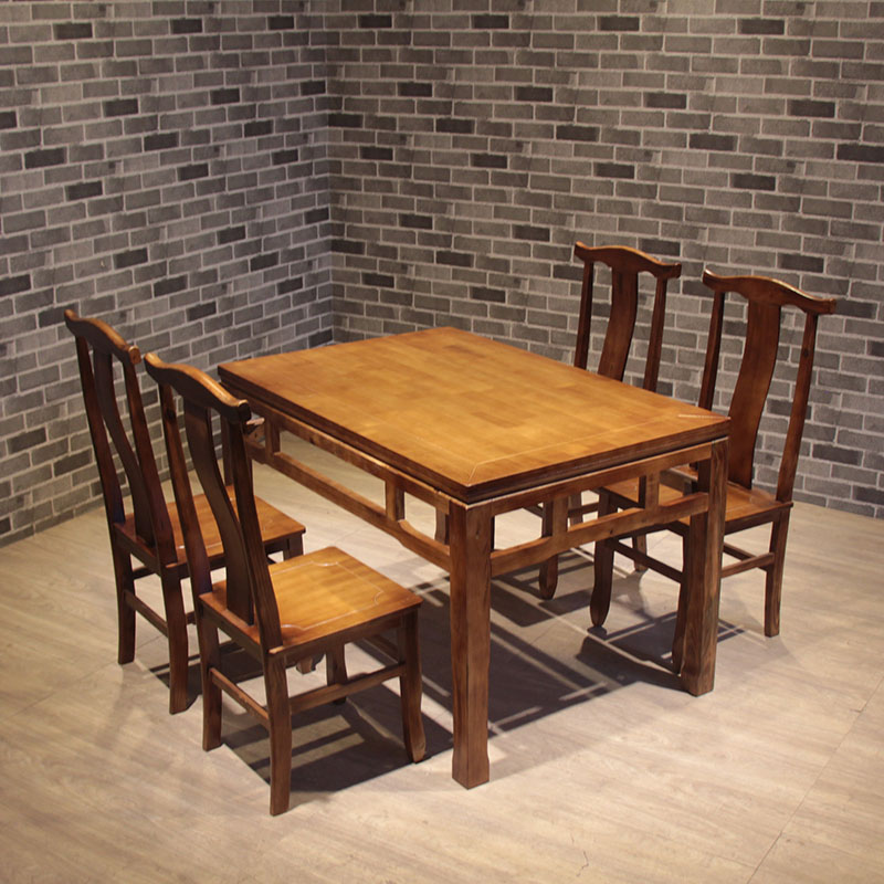 实木仿古长方形桌子大理石长条桌八仙桌家用饭店快餐店餐桌椅组合