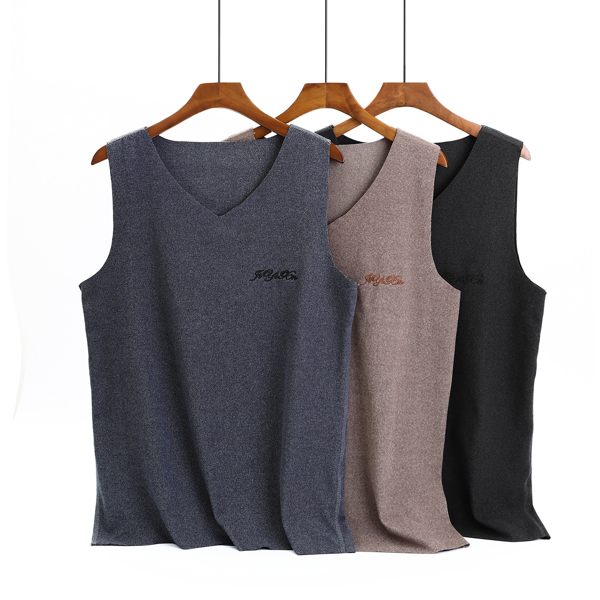 德绒无痕男士保暖背心冬季加厚加绒宽松大码保暖背心