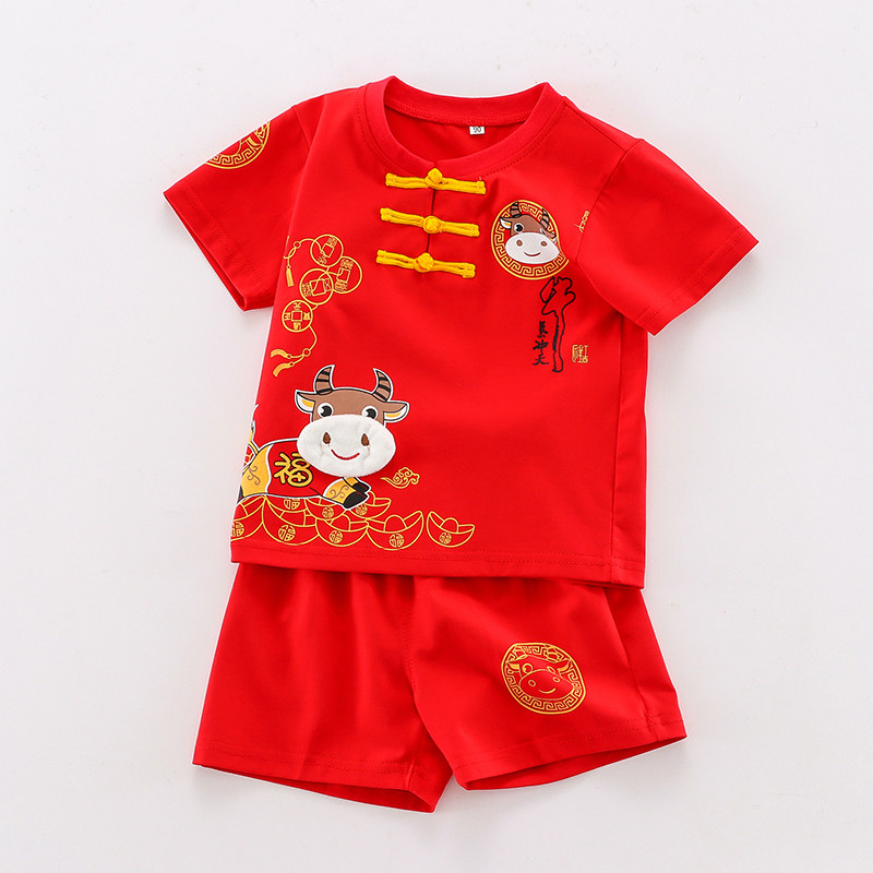 宝宝唐装夏季短袖中国国风123周岁小孩抓周唐装