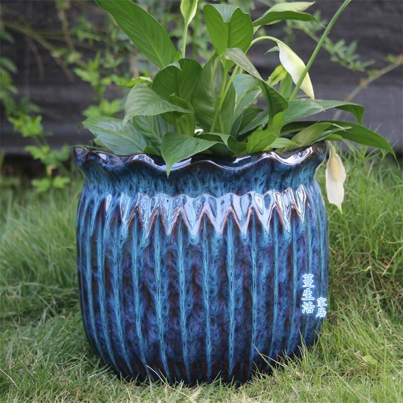 欧式陶瓷花盆特大号美式乡村蝴蝶兰创意花瓣落地花盆
