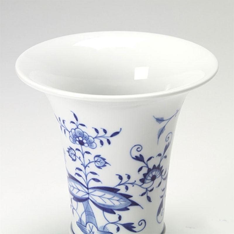 德国梅森meissen雅致蓝洋洋葱手绘硬瓷花瓶装饰品花瓶