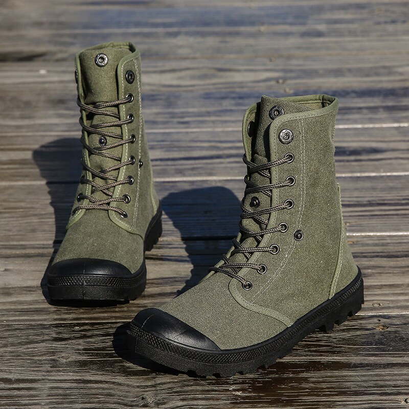 高帮帆布鞋男士户外沙漠战术登山鞋防滑轻便爬山时装靴
