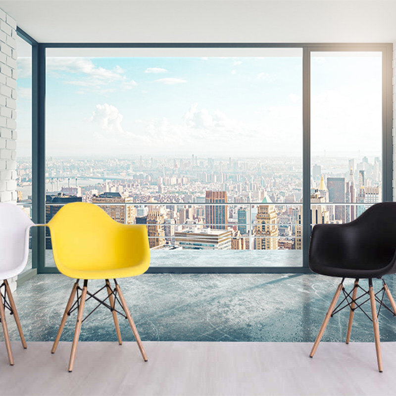 3d立体壁画 视觉空间感延伸城市建筑工业风5d壁纸办公室背景墙纸