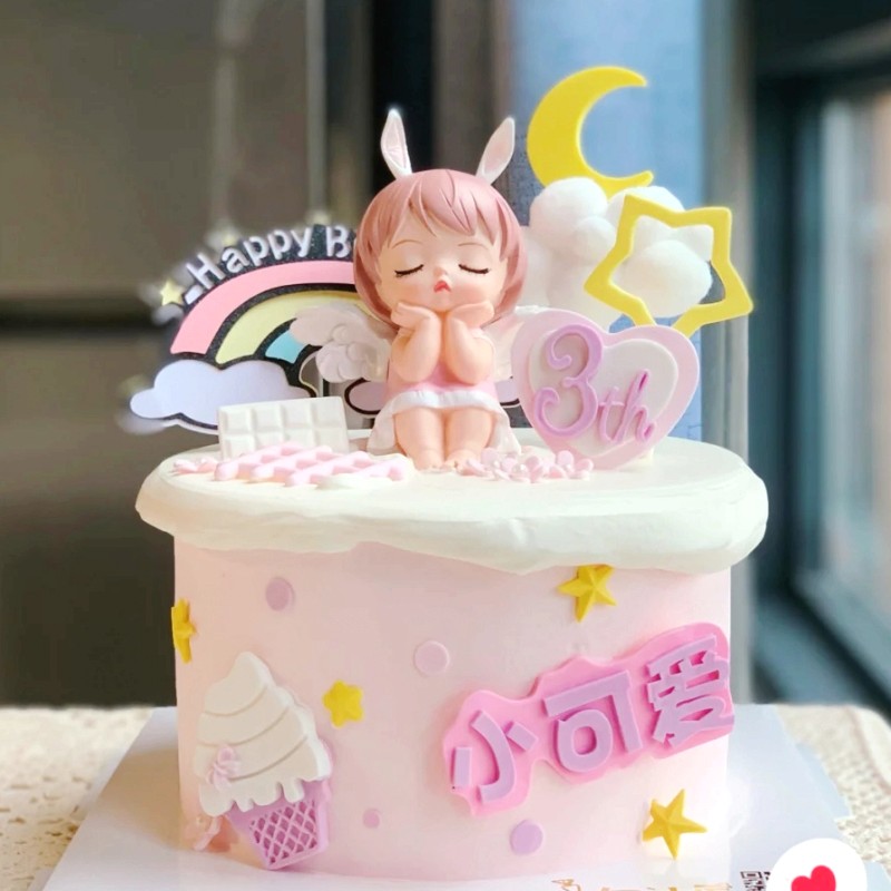 网红少女蛋糕装饰摆件安妮宝贝天使女孩创意甜品节日装扮用品