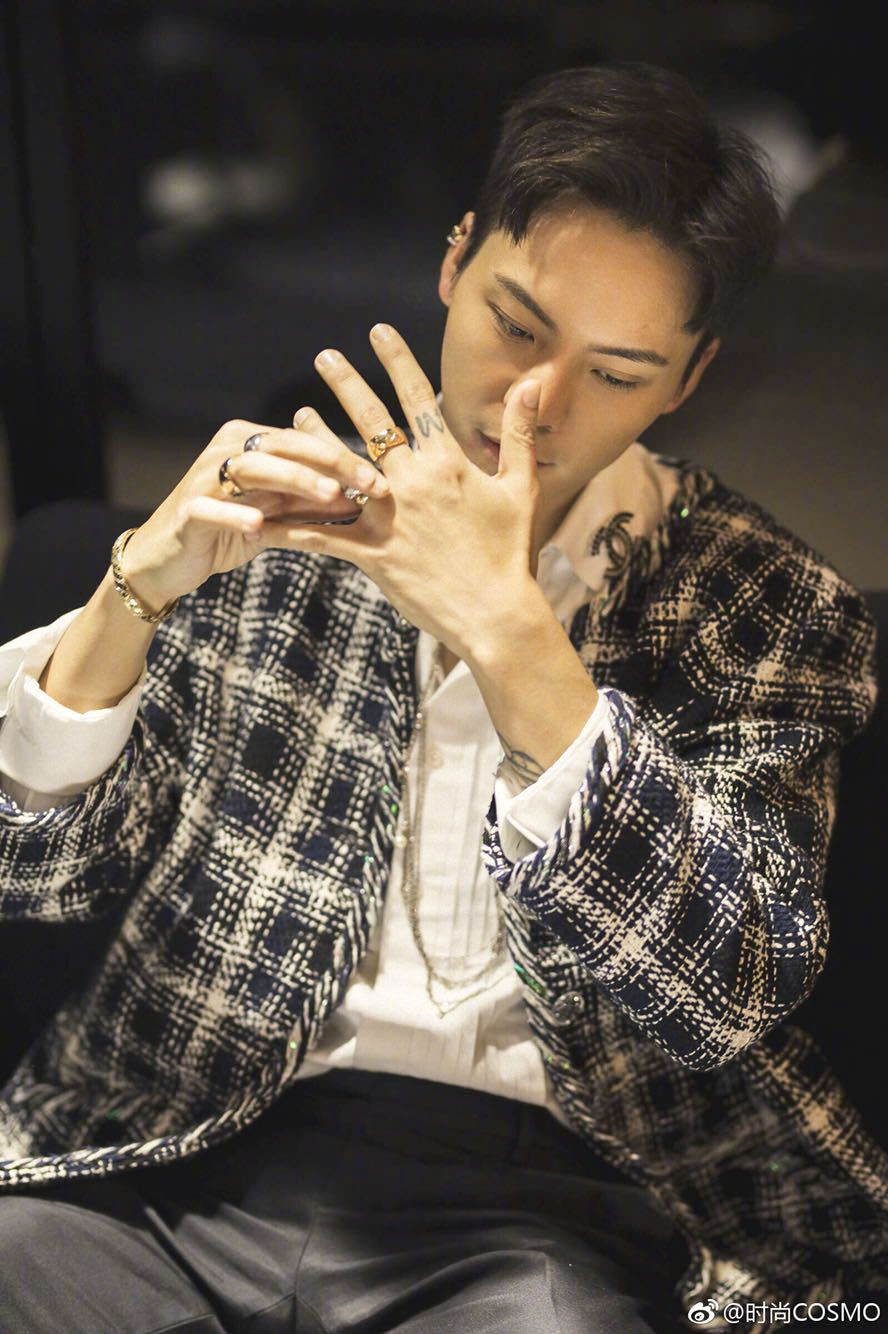 王一博男女情侣调节可调指环开口格纹菱形纯银戒指