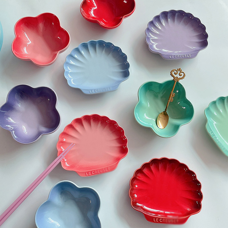 法国le同款彩色餐具陶瓷不规则花朵点心碗贝壳碟小吃小菜调料碟子