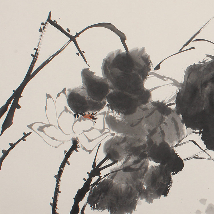 画芯包荷花水墨花鸟国画四尺名家手绘志光冯志光国画