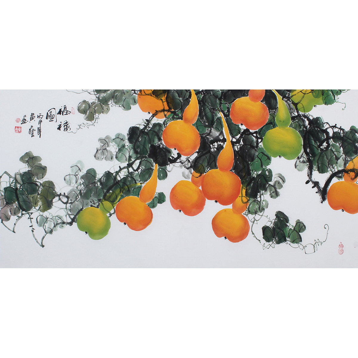 国画葫芦福禄满堂办公室字画家居家居装饰装饰画中央国画