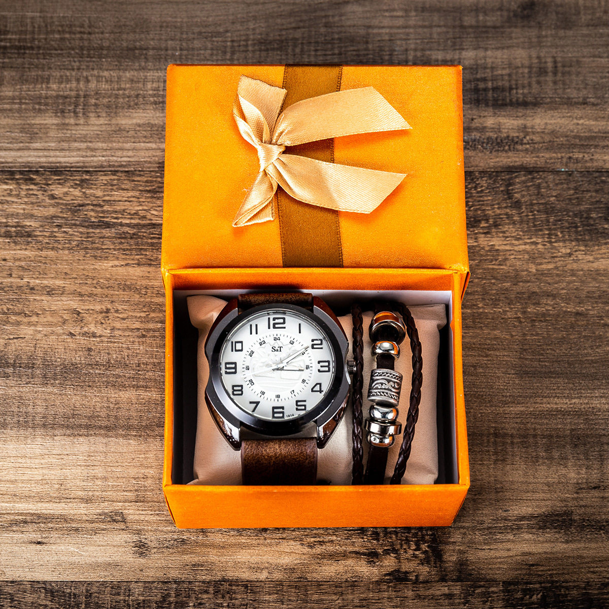 quartzwristwatchleatherwalletgiftsetforboyfriendmen国产腕表