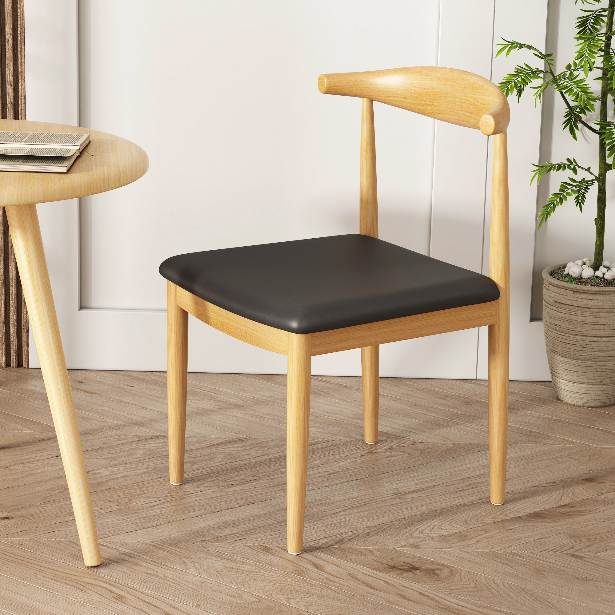 桌椅牛角椅仿实木铁艺餐椅简约靠背凳子北欧餐椅