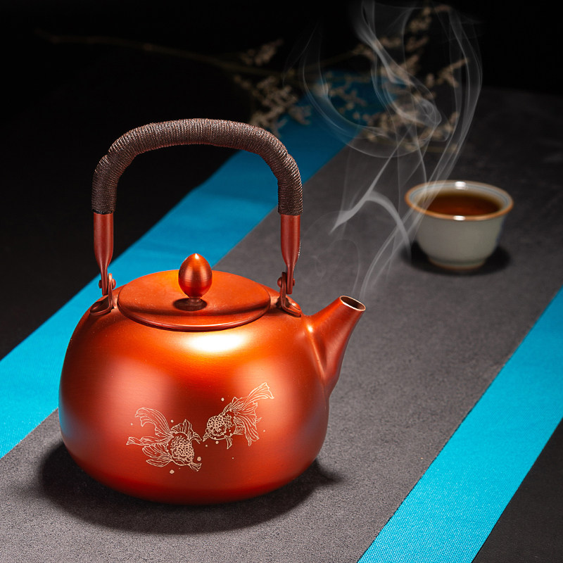 茶壶朱炳仁新中式中式复古手工大号紫铜养生生煮茶壶