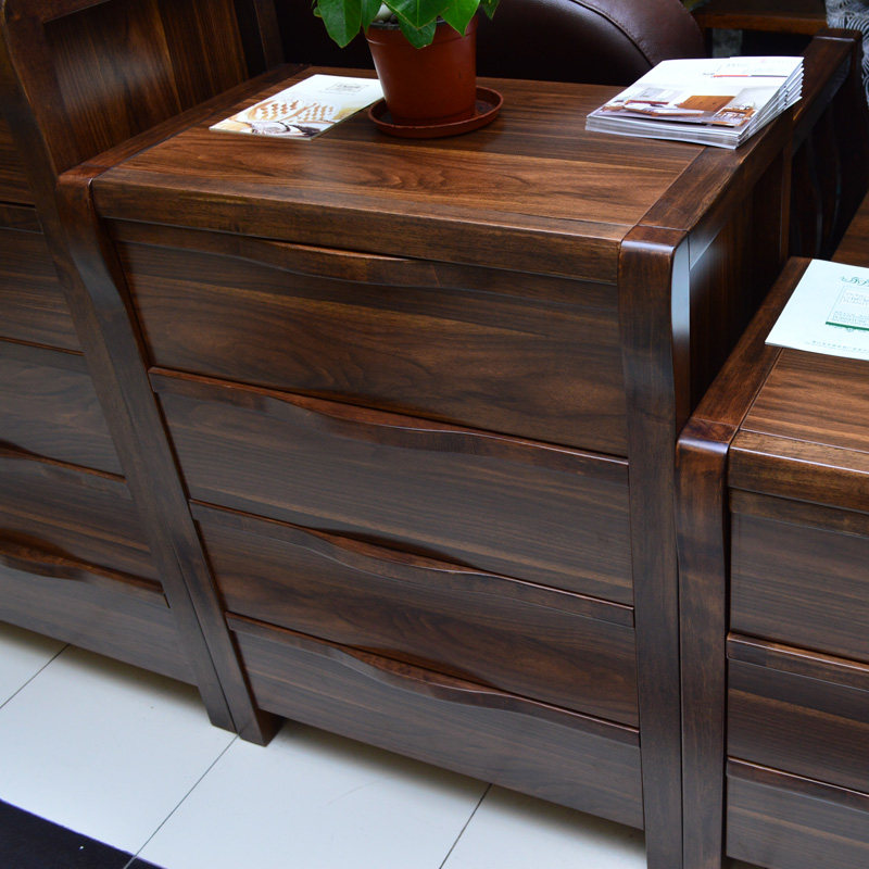 中式特价柜储四斗实木w9804现代金色乌金胡桃色斗柜