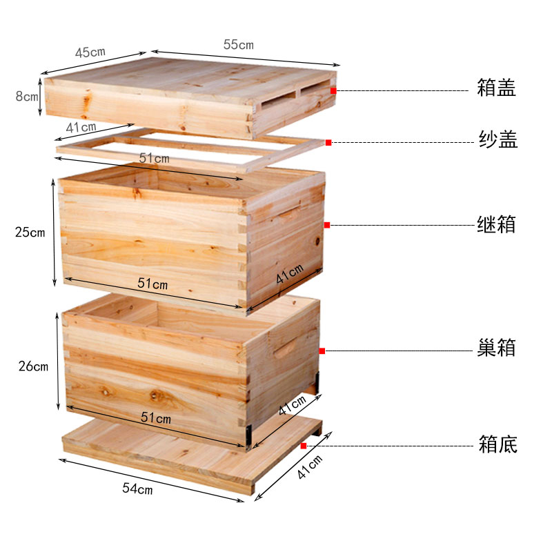 福美养蜂蜜蜂中蜂高箱十框双层蜂箱烘干杉木煮蜡蜂巢蜂箱养蜂工具