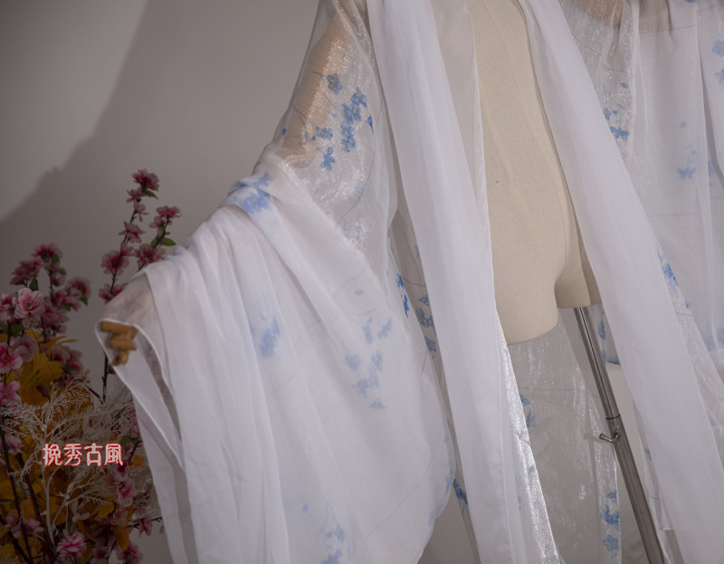 挽秀古风宽袖长衫民族风长袖外搭印花大袖衫唐汉服