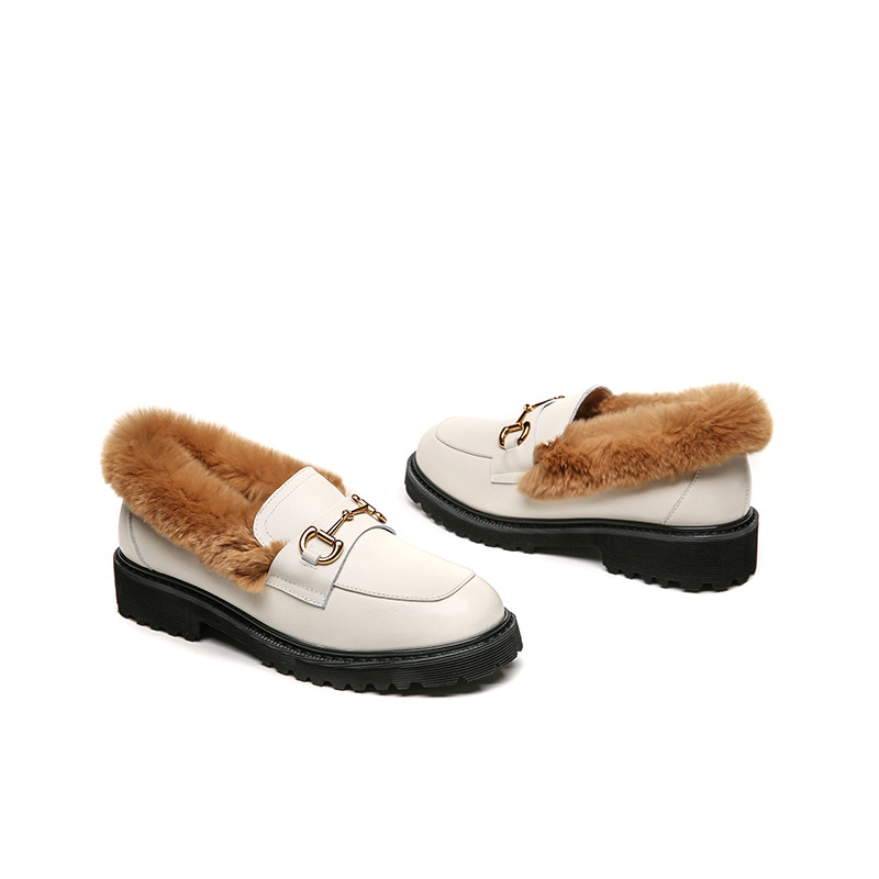 乐福加绒衔扣鞋马脚单头套皮鞋蜻蜓乐福鞋(豆豆鞋)