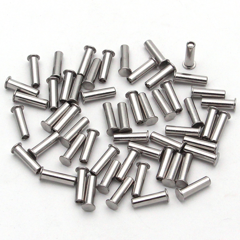 3mm不锈钢半空空心铆钉包邮扁圆平头中空柳丁半空心铆钉