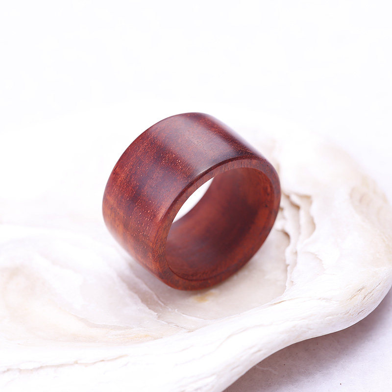 印度情侣刻字礼物戒定指环小叶宽版红木戒指戒指