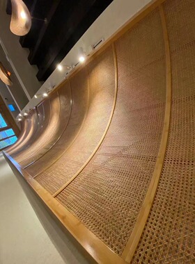 竹席吊顶六角孔八角孔酒店民宿屏风