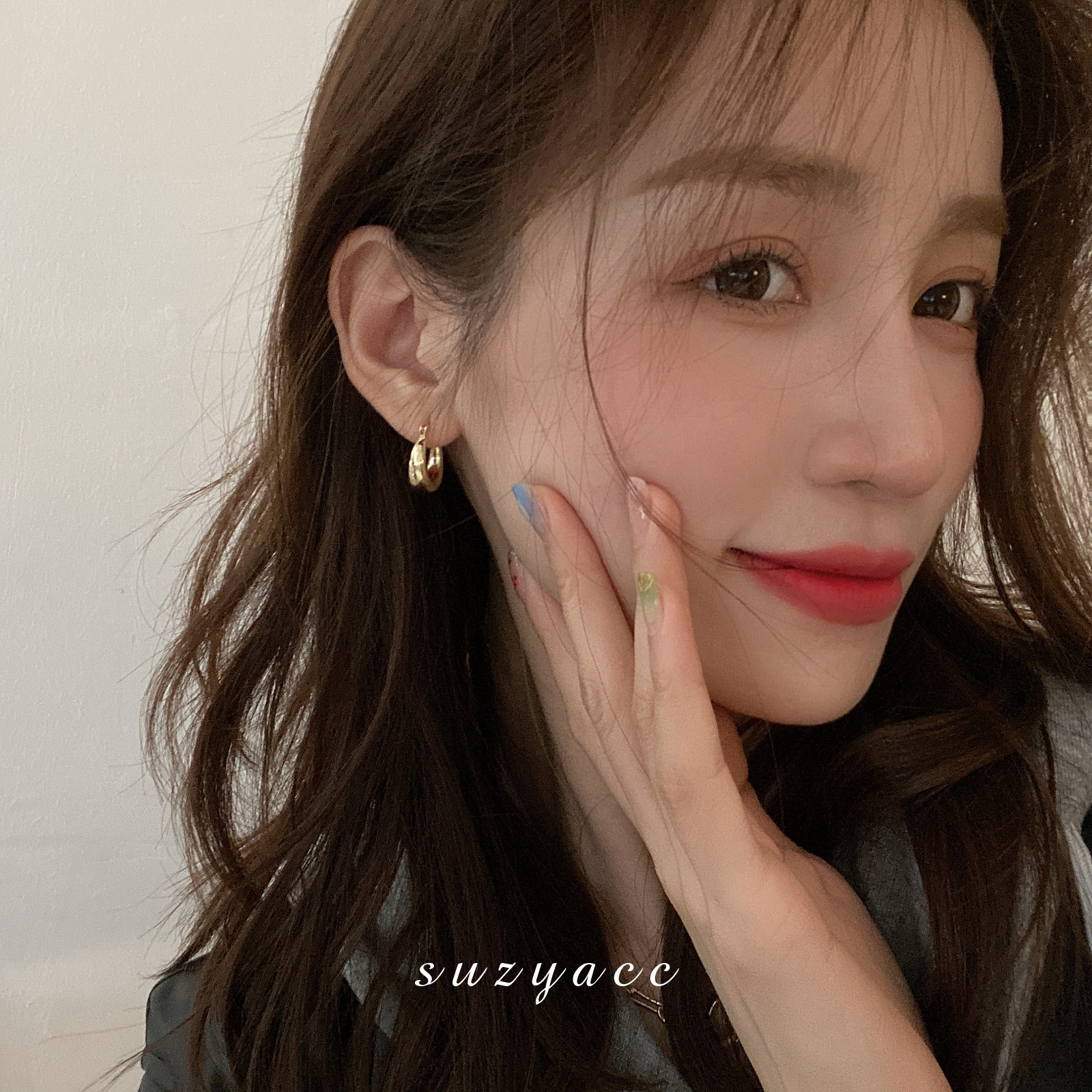 韩国jennie光面金属时尚耳环2020年新款高级耳饰耳环