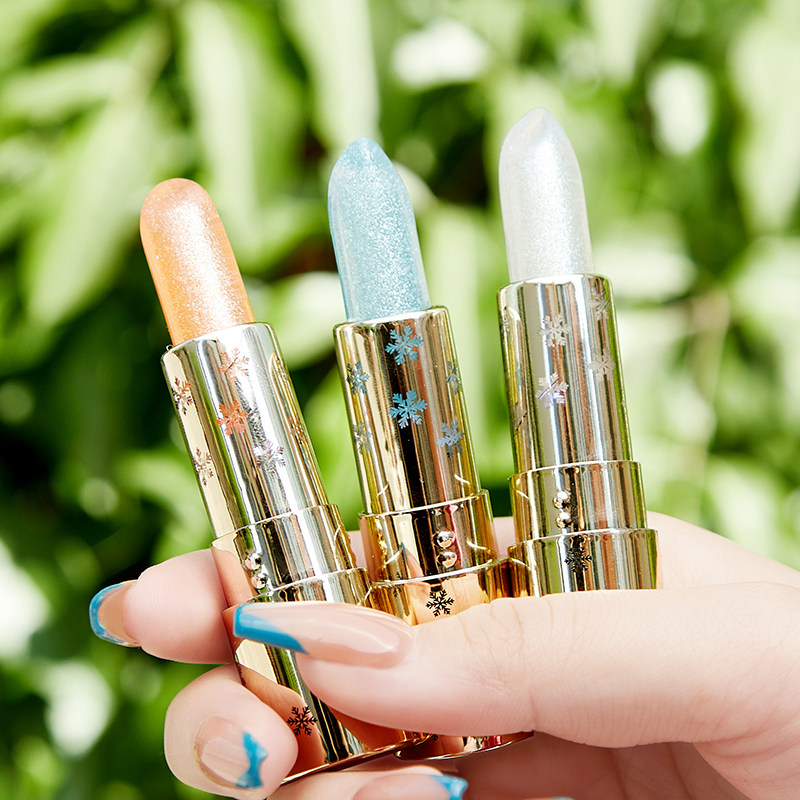 baxi巴茜果冻发光温变口红水晶滋润润唇膏金闪彩保湿唇膏