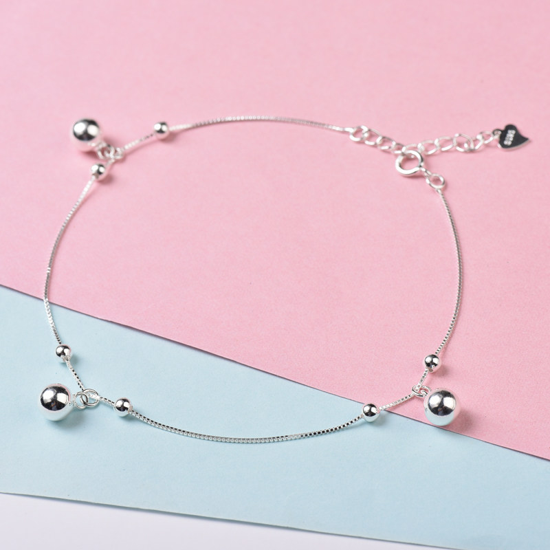 纯银铃铛脚链银足可爱挂铃女友礼品本命年女孩脚链