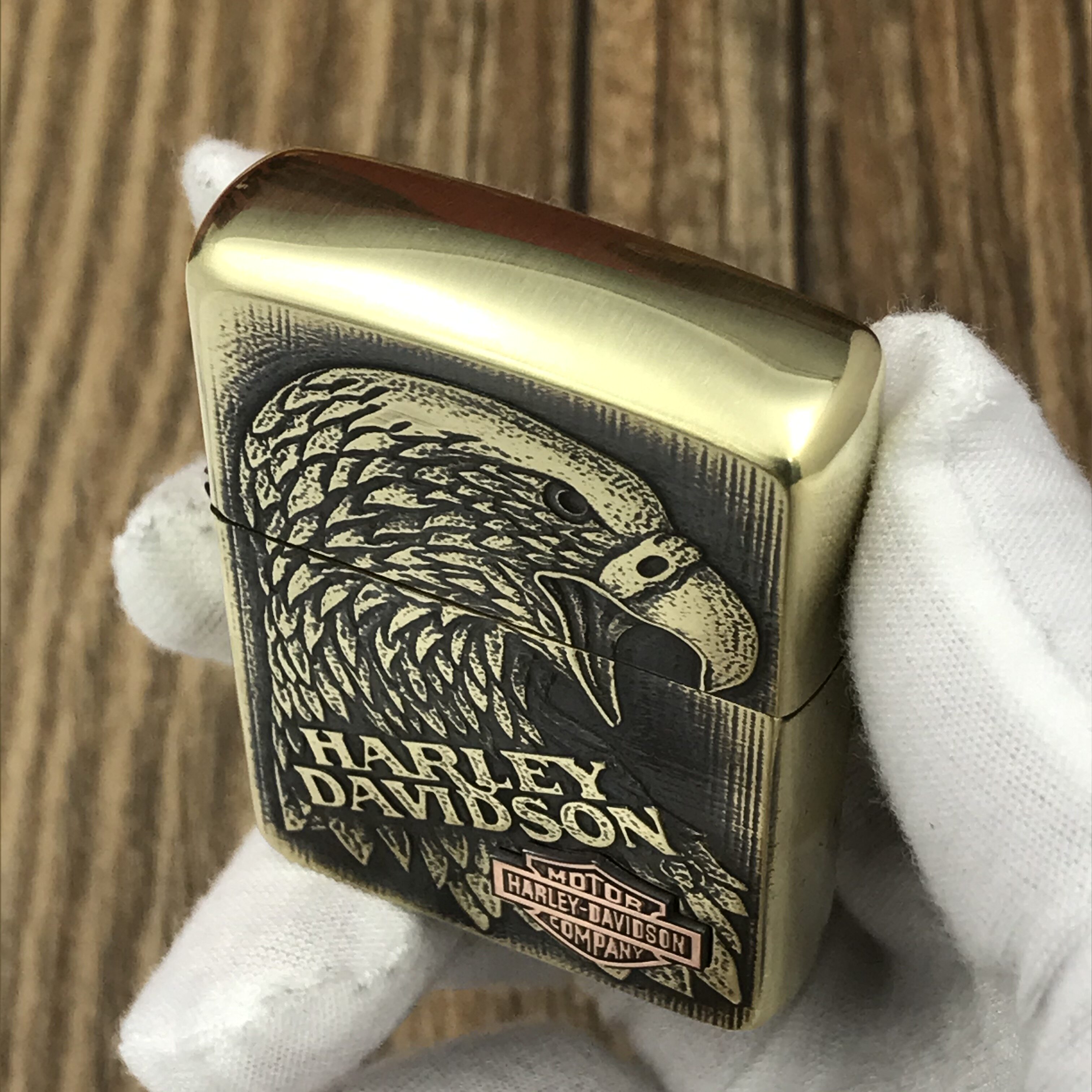 美国正品zippo哈雷大鹰首纯铜盔甲打火机紫铜镶嵌zippo