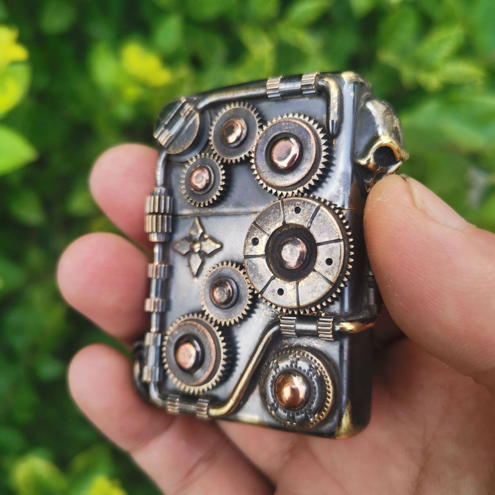 zippo原装煤油打火机手工朋克联动齿轮复古个性煤油打火机