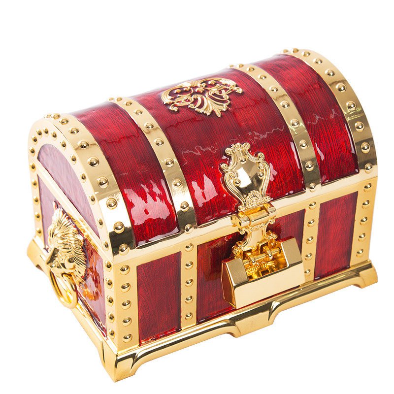 复古小木盒子带锁桌面杂物收纳盒盒仿古木质密码盒储物百宝箱