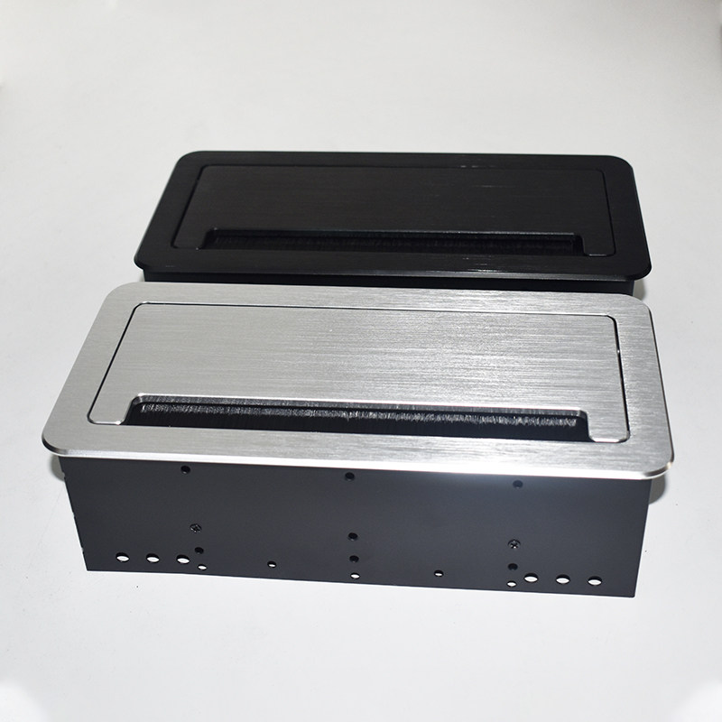 多媒体多功能桌面插座翻盖式带毛刷会议桌信息盒桌线盒