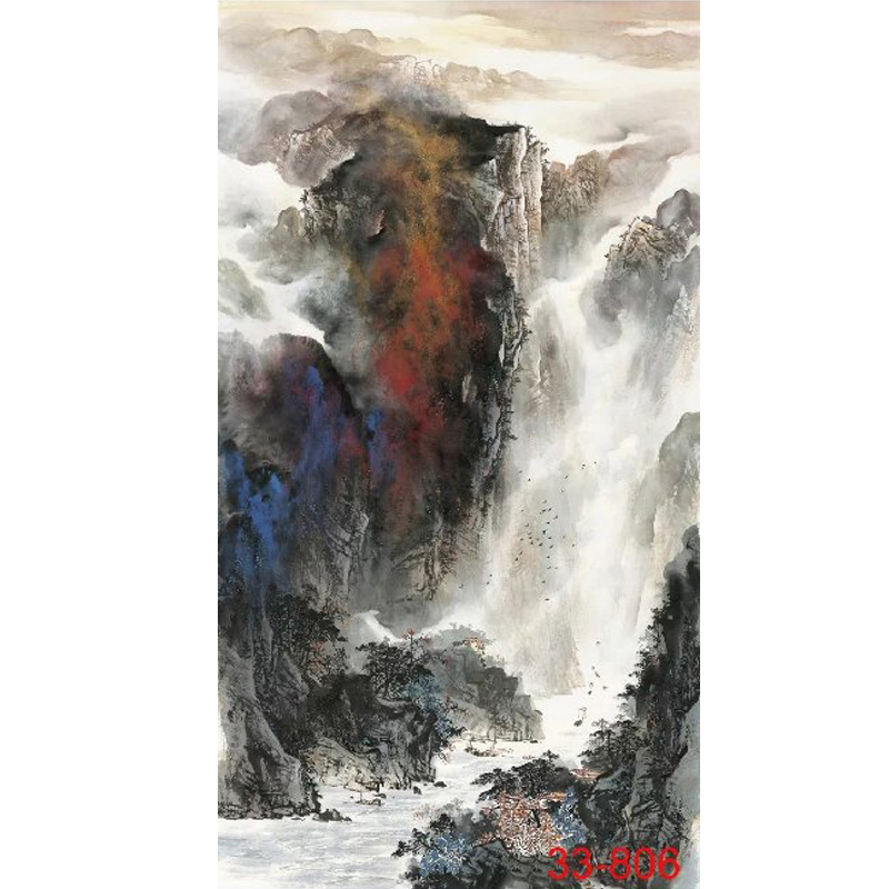 国画山水画三峡风光字画竖版玄关客厅国画