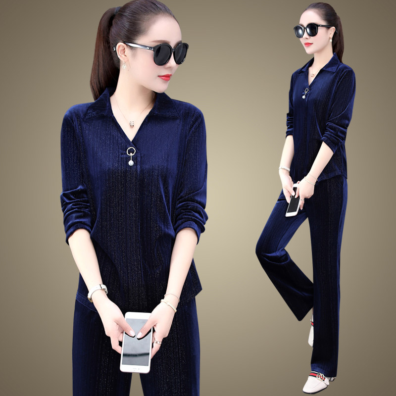 金丝绒套装女士春秋秋季2020新款时尚洋气宽松休闲运动套装