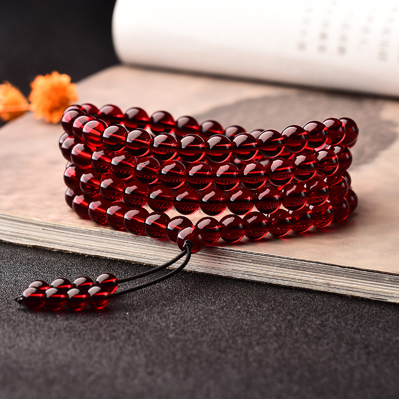 7a正品品酒红石榴石榴石8mm108佛珠手串本命年礼物手链