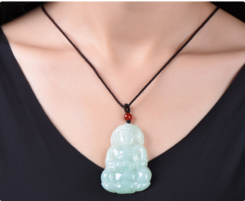 弥勒正品佛公玉石翡翠玉佛女款吊坠笑佛项链颈饰